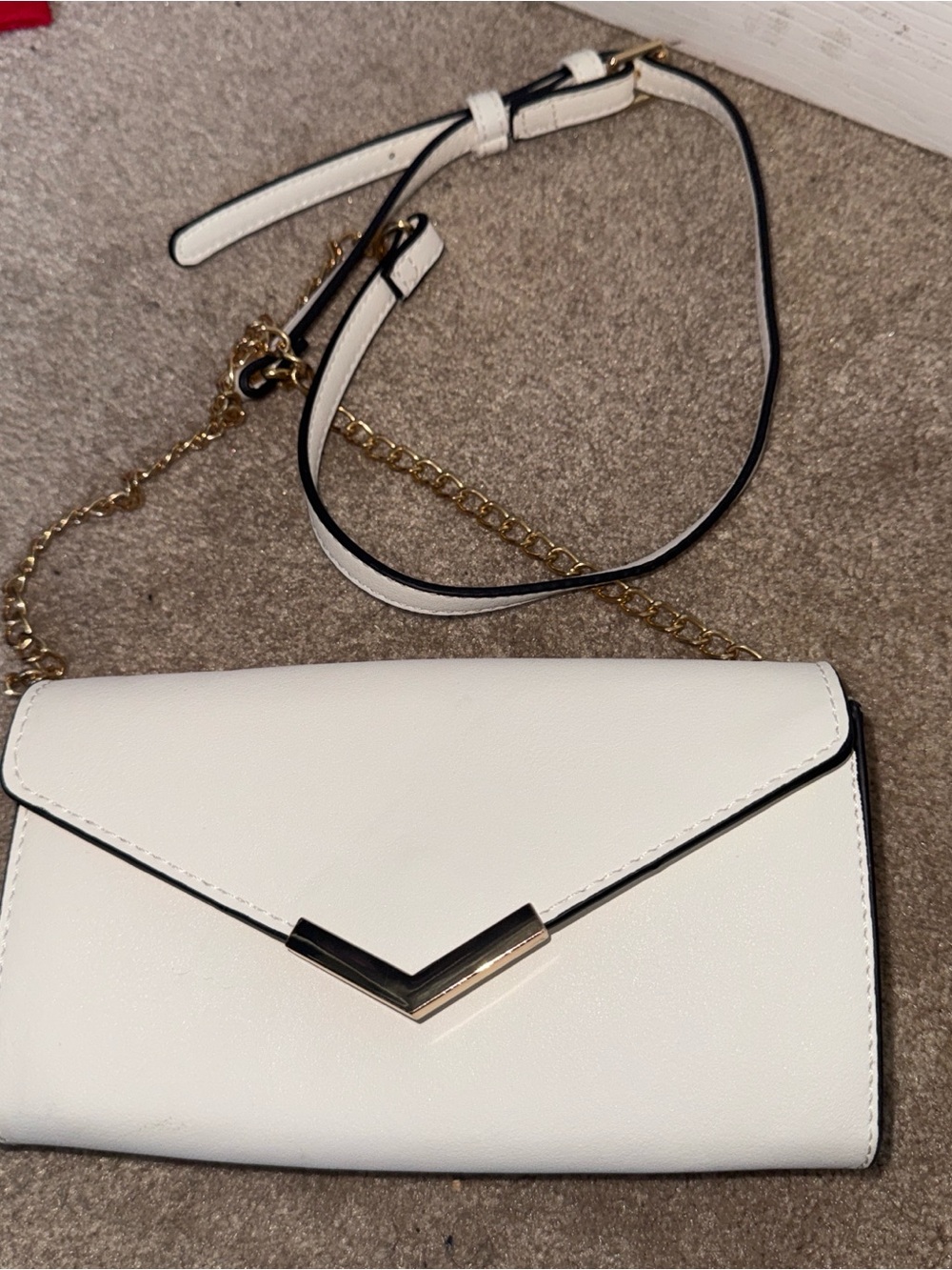 Women’s White Crossbody Wallet with Gold Accent